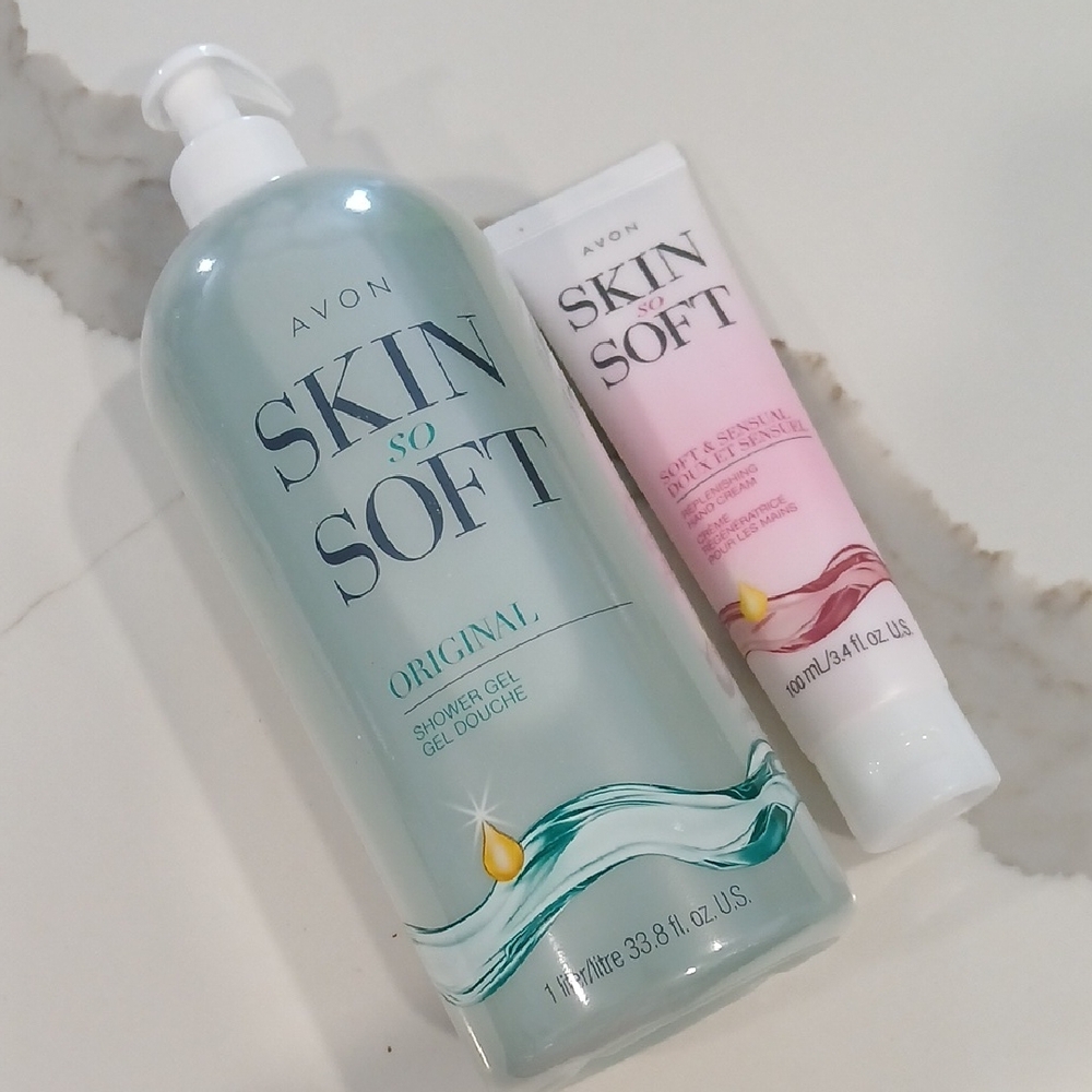 Avon Skin So Soft Original Shower Gel and Pink Lotion